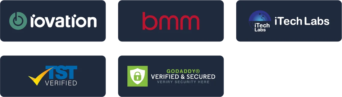 iovation, BMM, iTech Labs, TST Verified, GoDaddy Verified & Secured
